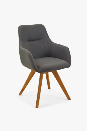 Otočné kreslo s drevenými nohami, antracit